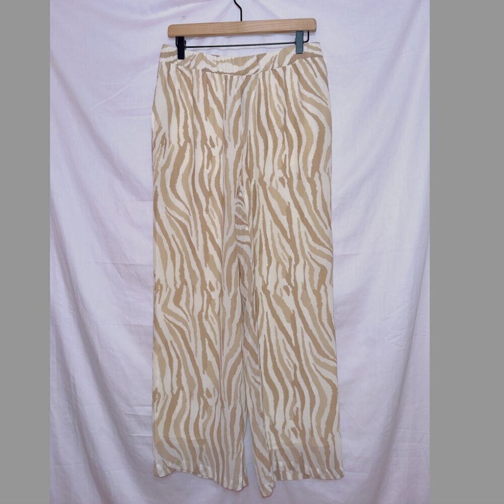 Soft Surroundings Crop Wide Leg Zebra Print Palazzo Pants size medium